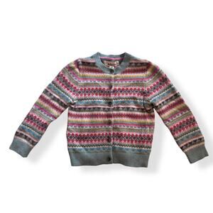 Mini Boden blue striped fair isle cardigan